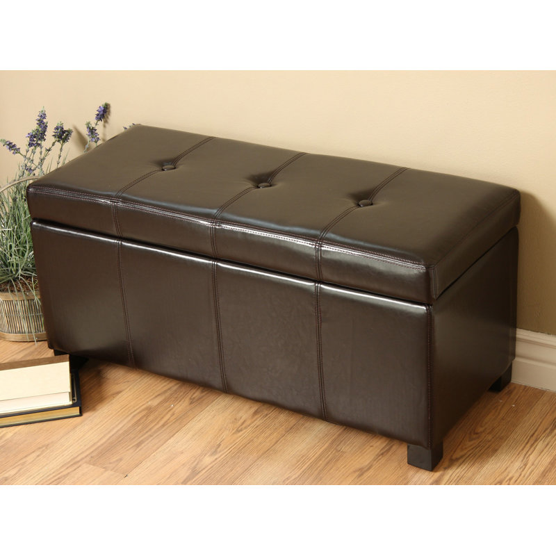 Santoro Faux Leather Upholstered Storage Bench, Dark Brown