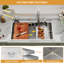 Évier de cuisine en acier inoxydable à cascade avec robinet rétractable L 33 po x l 22 po Waterfall-110910858