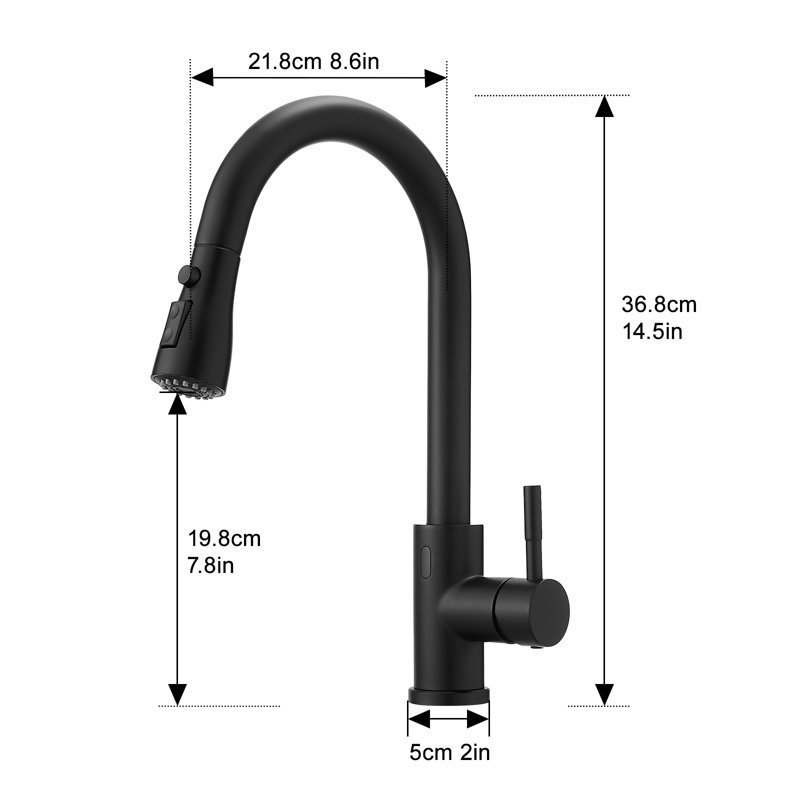 Single Handle Pull Down Touchless Kitchen Faucet, Matte Black