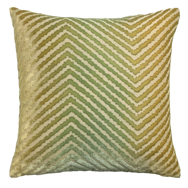 Chevron Velvet Pillow Cover & Insert, 20"H x 20"W, Scallion