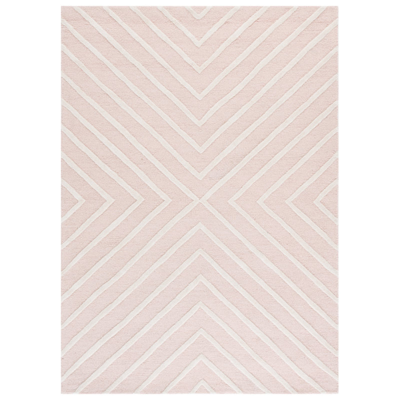 Tapis en laine touffeté à la main Clust, Rectangle 5 pi x 7 pi, Gris/Ivoire