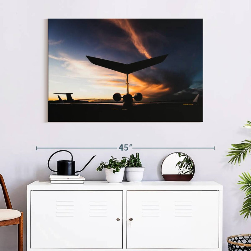 Mehar Private Jet Silhouette, 16" H x 24" W