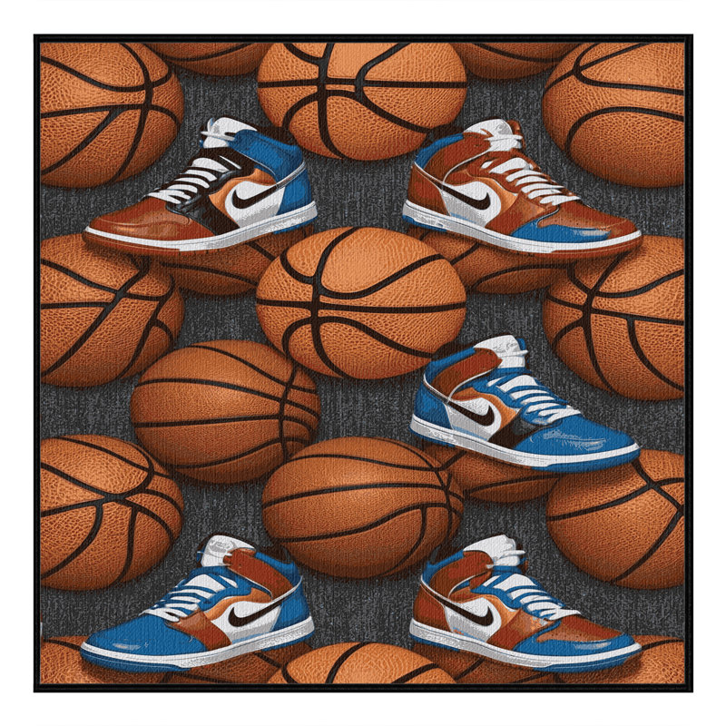  Tapis lavable avec chaussures de basketball, Carré 5 pi