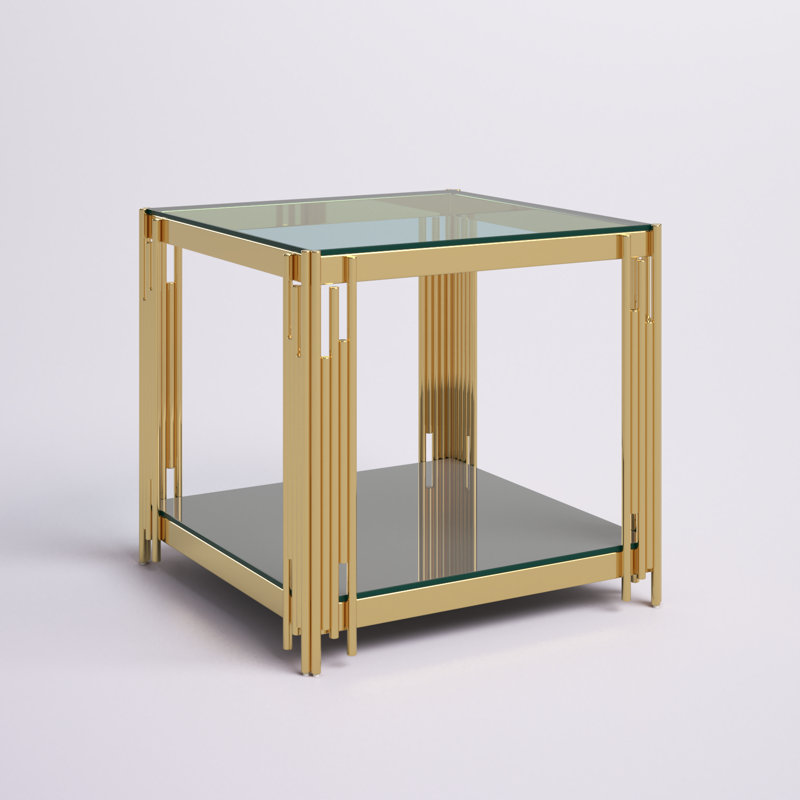Graf Glass Top End Table, Gold