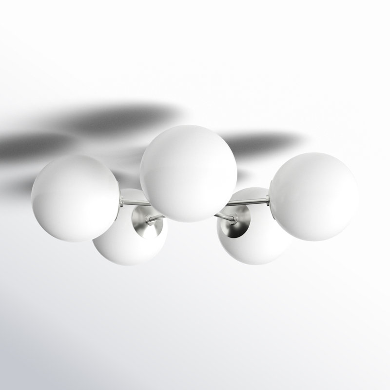 Plafonnier semi-encastré 5 lumières 30 po Luna, Nickel poli