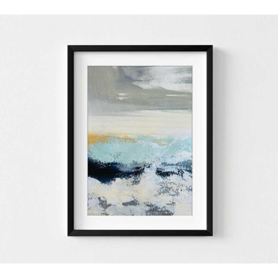 «Whispering Tide Print»: art abstrait côtier (encadré ou non)