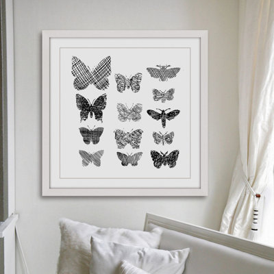 « patterned papillons », reproduction d’art encadrée