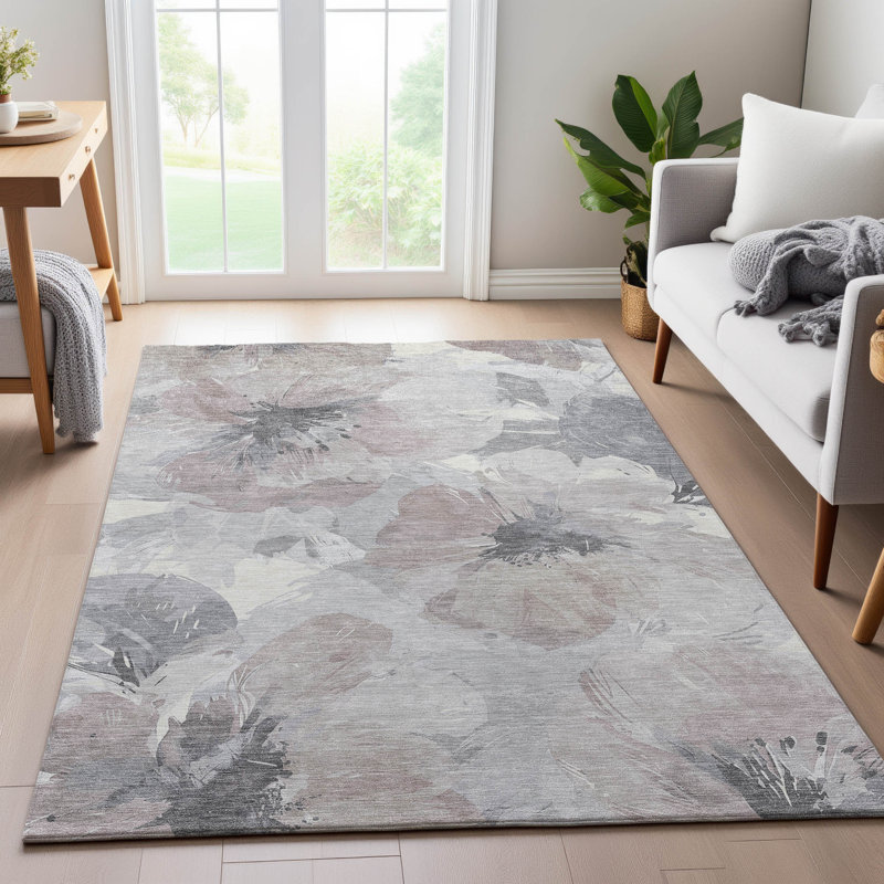 Premium Machine Washable Harjo AMF1554 Floral Rug, Rectangle 8' x 10'