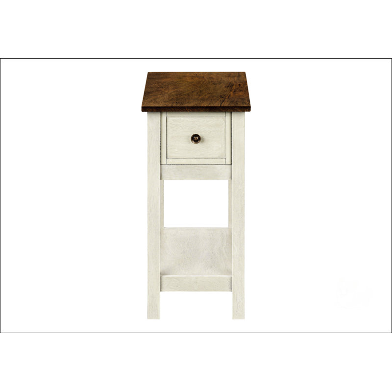 Table d'appoint haute 24 po, Blanc / Brun