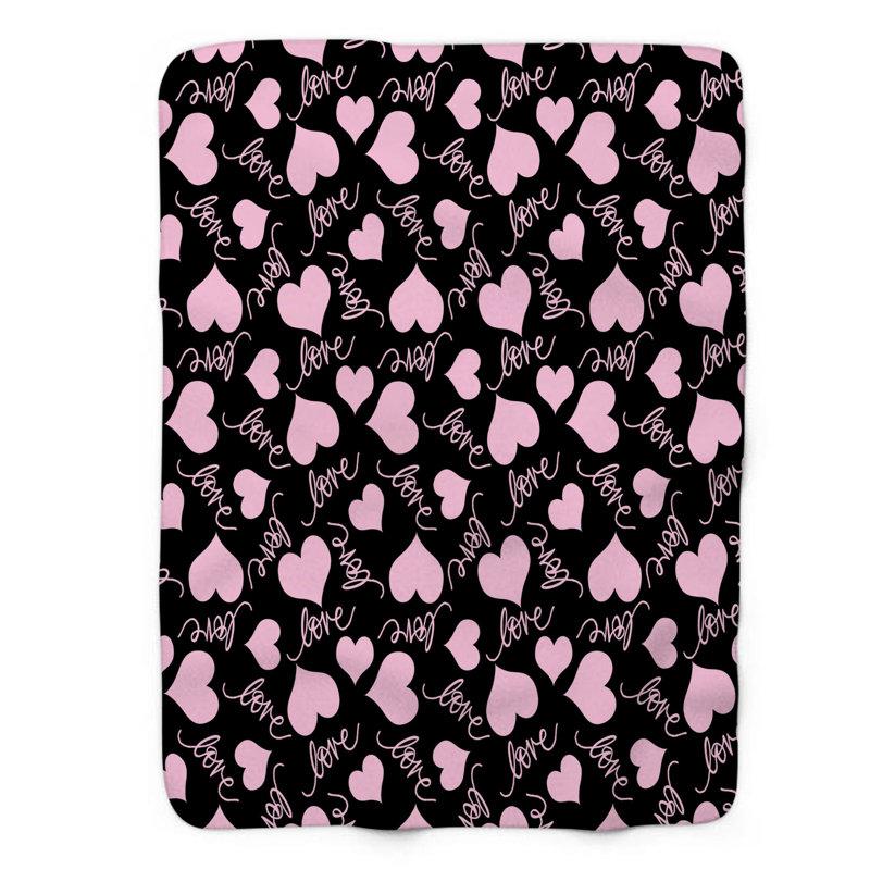 Cœur foncé - couverture sherpa 1 pièce de qualité supérieure 0163, Lit simple