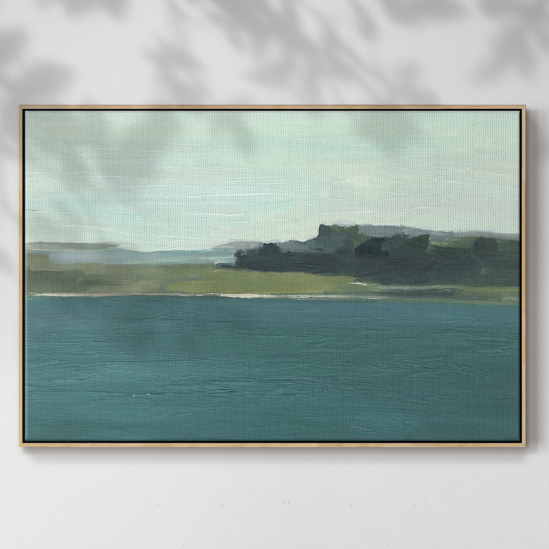" Calming Lake View II ", Natural Wood Framed, 17" H x 25" W x 2" D