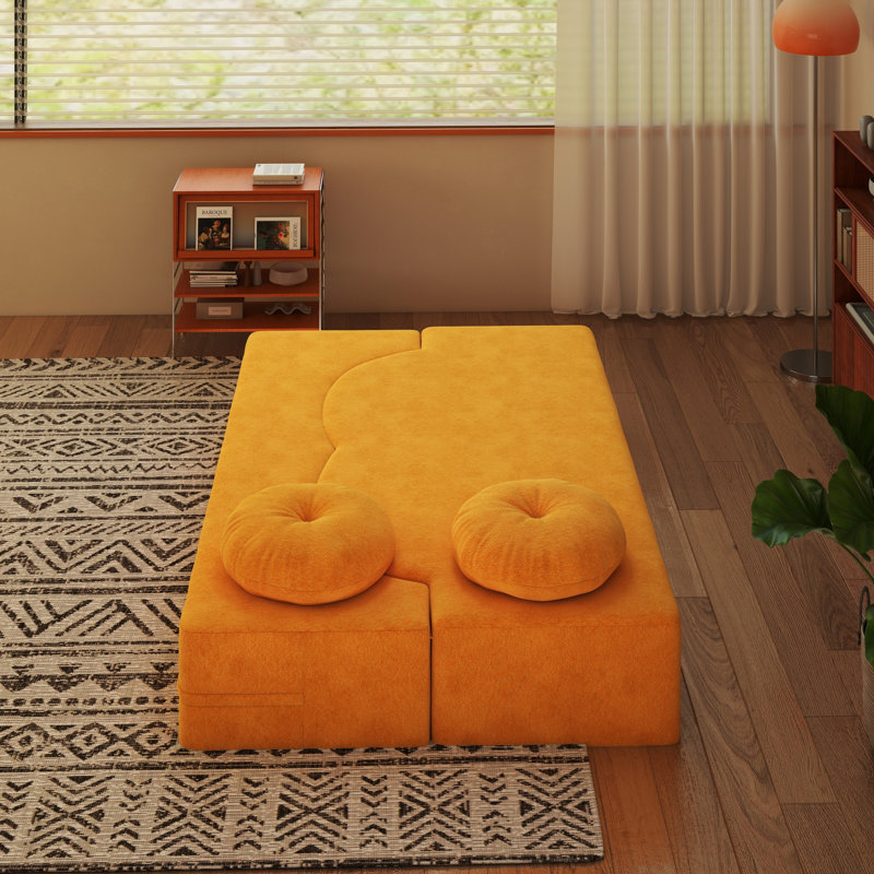 Canapés pliants compacts, matelas en mousse, design moderne pour petits espaces, jaune