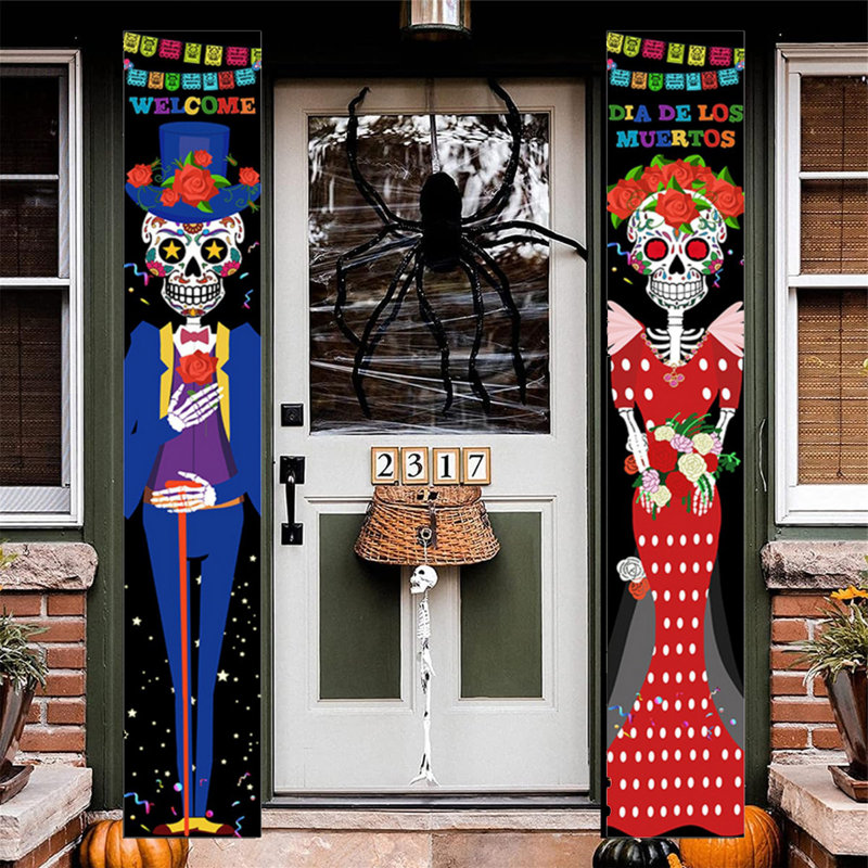 Décoration de porte d'entrée d'Halloween, ensemble de Couplet en tissu 300D Oxford