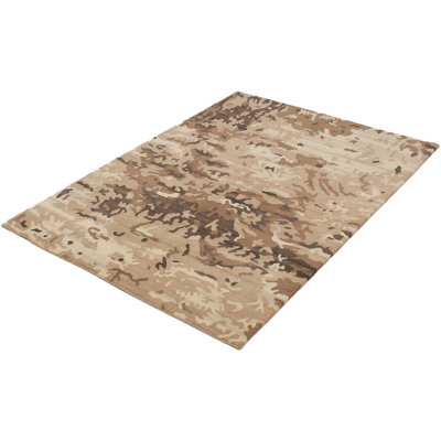 Tapis en laine noué la eternity brune 5 pi x 8 pi one-of-kind Varela