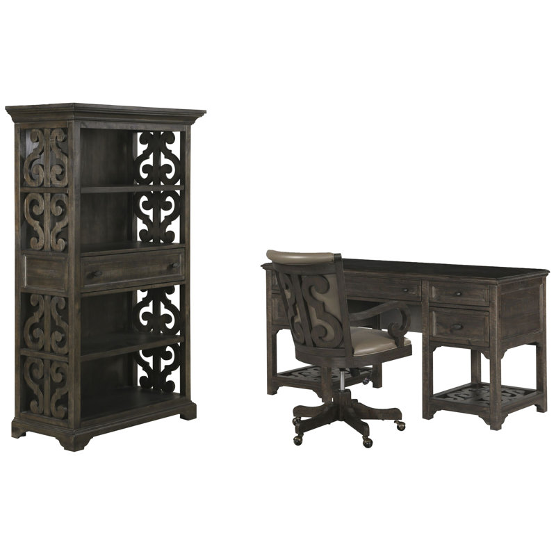 Desk With Chair And Bookcase, 3 Pieces: Desk, Chair, Bookcase