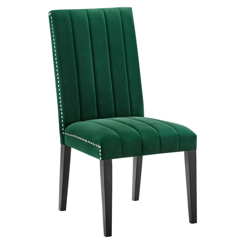 Luxe Deco Green Velvet Upholstered Parsons Side Chair