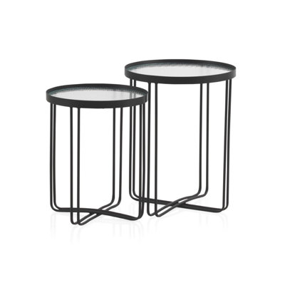 Narain Glass Top Cross Legs Nesting Tables