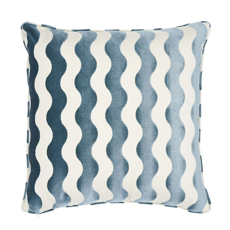 Schumacher x Miles Redd The Wave Pillow, 20" x 20", Sky