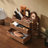 Black Walnut Wooden Sliding Desk Organizer, 3-Tier Pull Out Desktop Storage for Pantry Bathroom Kitchen.
