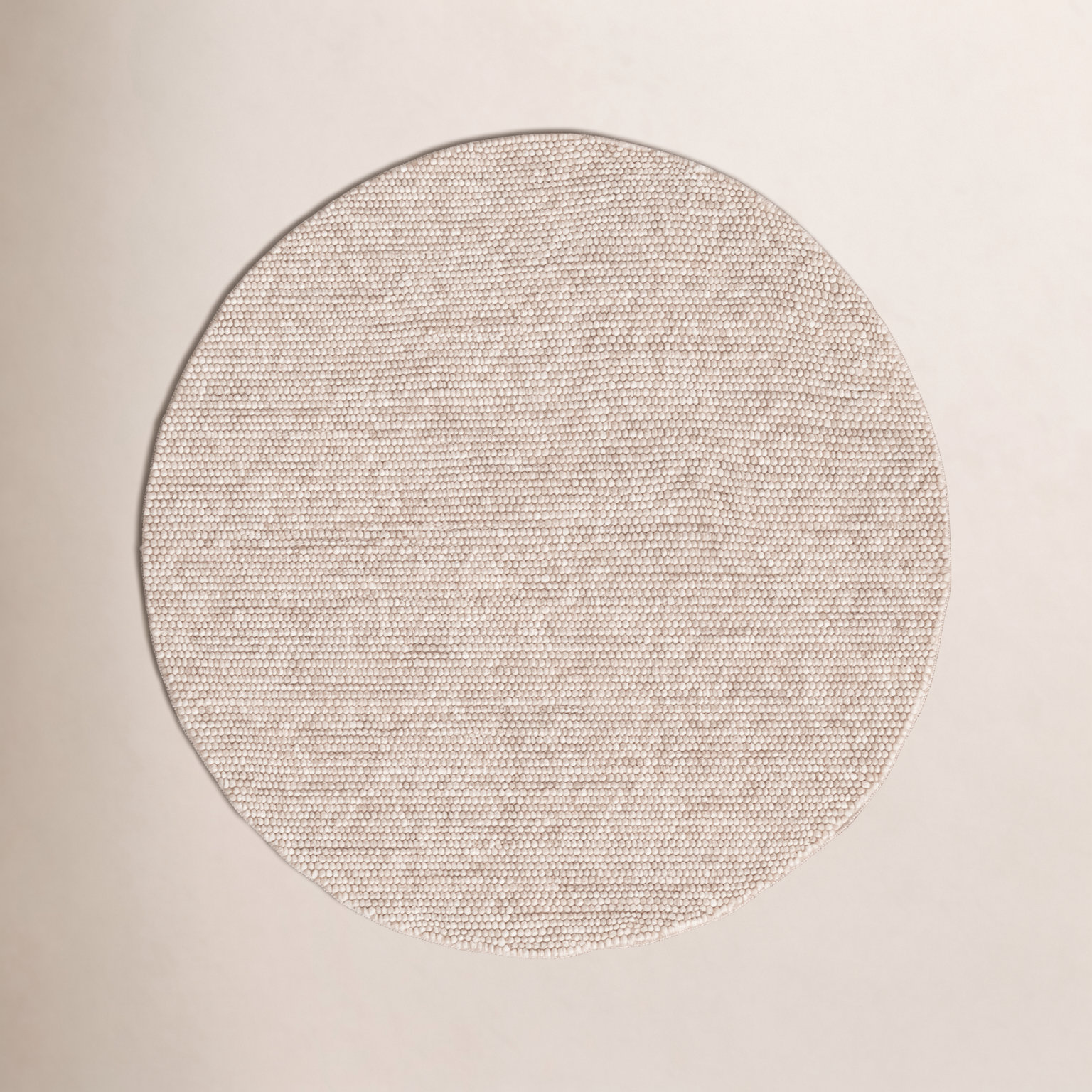 Elle Beige Hand-Woven Wool Rug, Round 8'