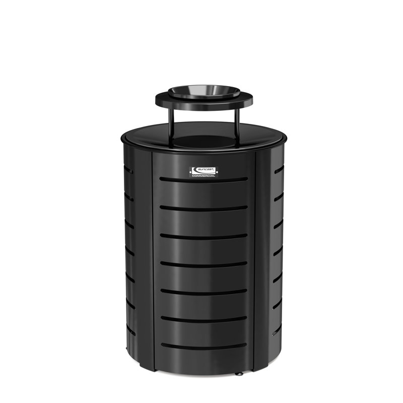 Poubelle commerciale en acier avec couvercle pour déchets d'extérieur l 23,97 po x P 23,97 po Suncast, fabriquée aux États-Unis
