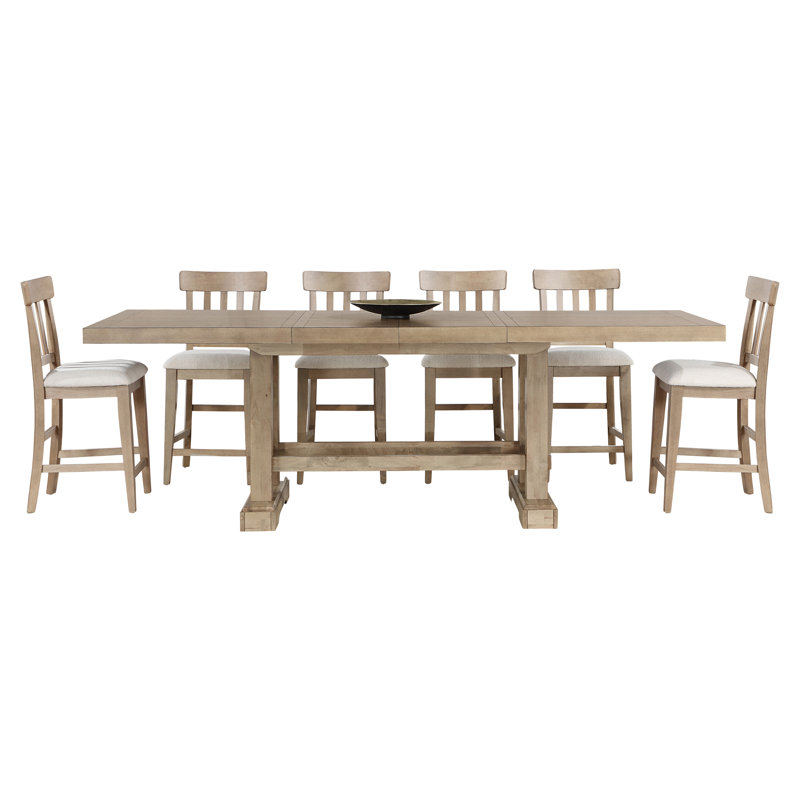 Osbourne Double Pedestal Dining Set, 7 Pieces: Table, 6 Chairs, Tan