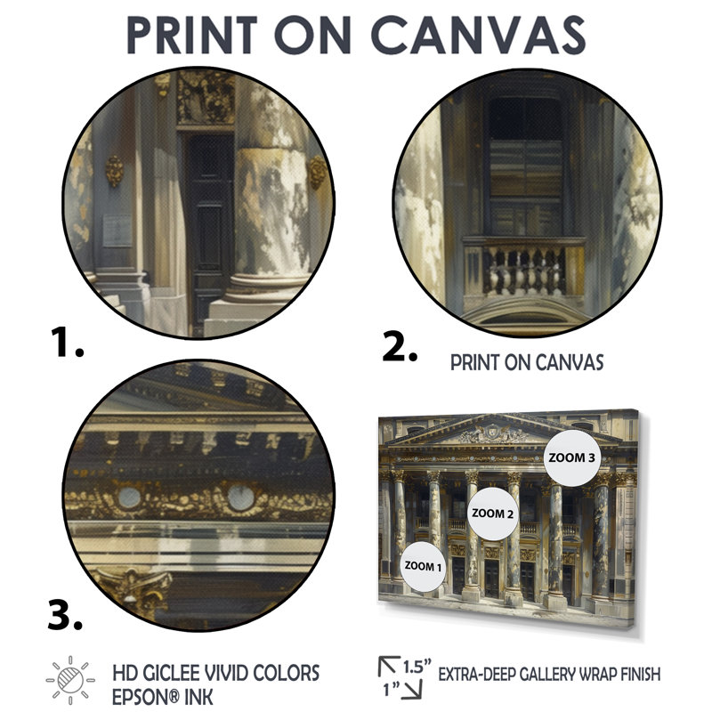 Or gris architecturale Marvel Banks - Banks, impression d'art mural, Toile tendue, H 28 po x l 60 po