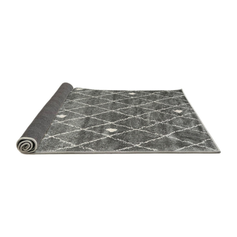 Tapis contemporain gris, Rond 8 pi