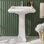 Lavabo de salle de bain carré en céramique blanche pour salle de bain 26,4 x 21,7 x 34,1 pouces