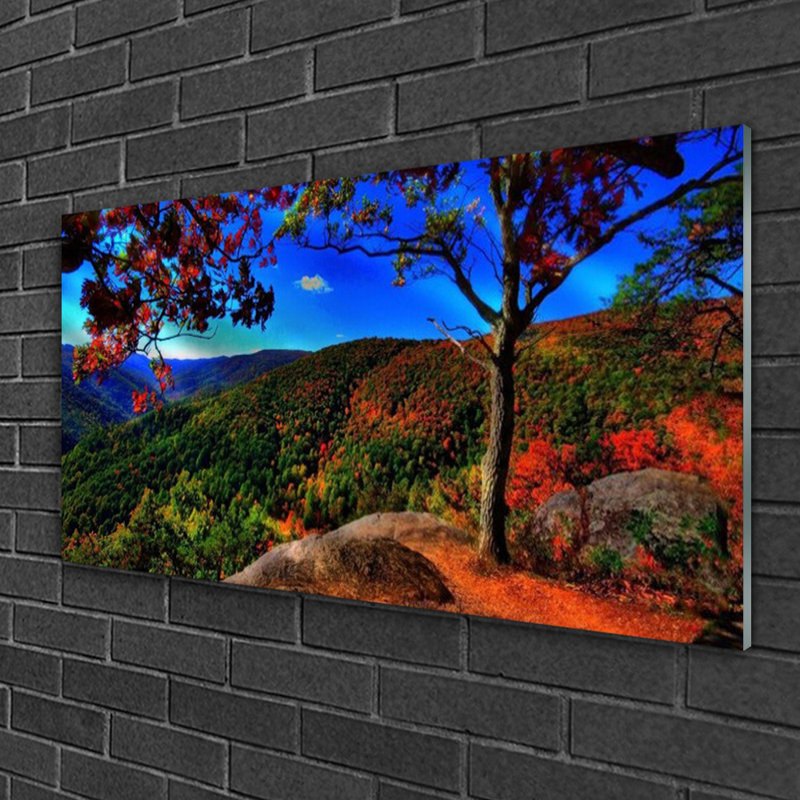 Nature Mountain Forest 1 Piece Wall Art on Glass