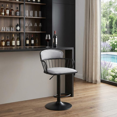 Tissu avec chaise pivotante en métal à dossier bas et hauteur réglable