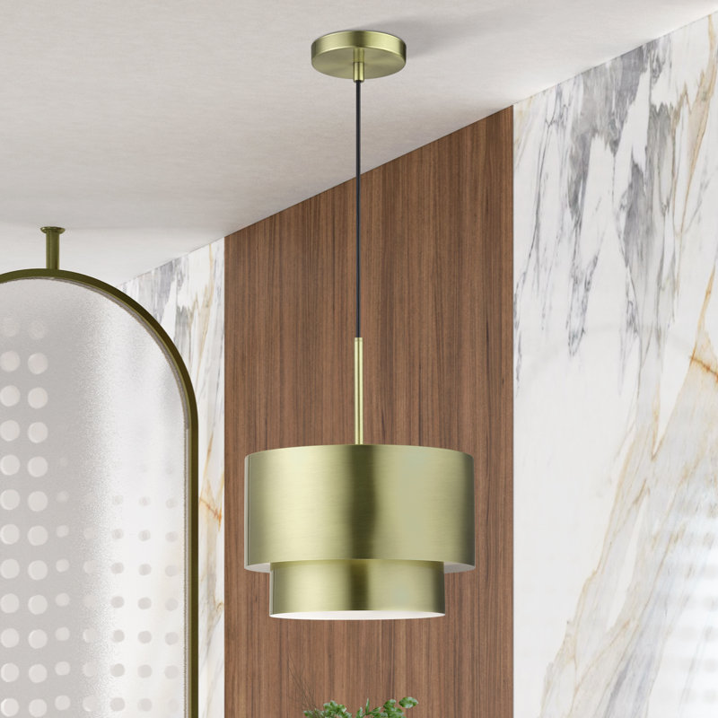 Acklin 1 Light Antique Brass Pendant, Gold, Antique Brass