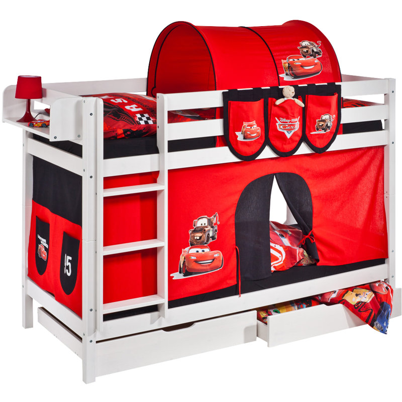 Bunk Bed with Built-in Ladder Included, White, 98 x 198 cm