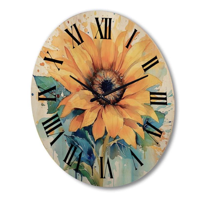 Horloge murale jaune et bleu jaune, Très grand