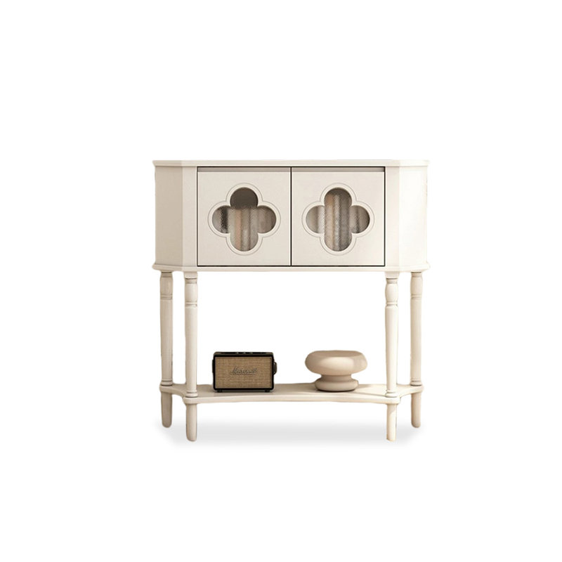 Console demi-cercle en bois massif blanc, White