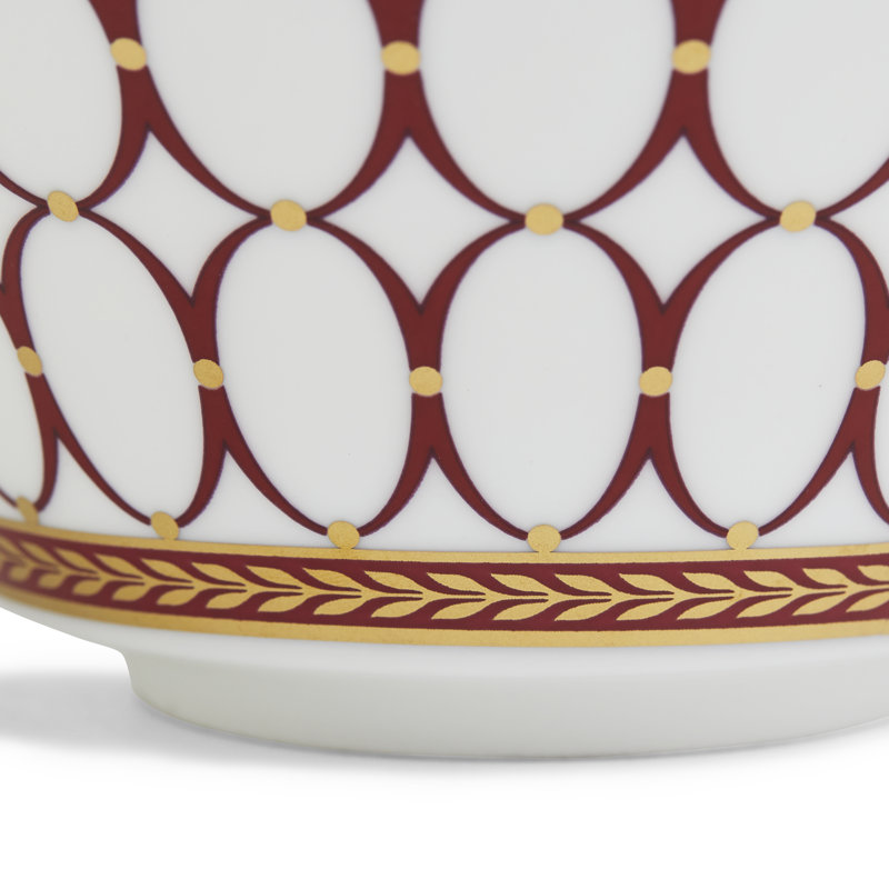 Renaissance Bone China Rice Bowl, Red/White/Gold