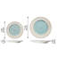 Ensemble de 2 assiettes en céramique fabriquées à la main - jante Sunburst embossée et glacis céladon réactif | Porcelaine sans plomb | 8,9 po et 11,2 po