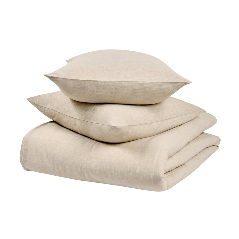 Jayson 3-Piece Linen Cashmere Blend Duvet Set, Beige, Queen Duvet Cover/Insert + 2 Standard Shams