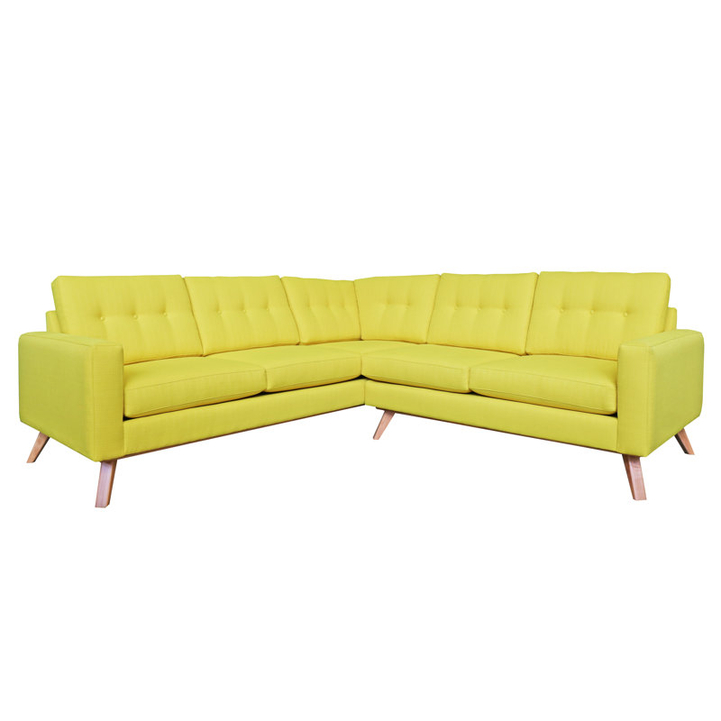 Canapé modulaire de coin en coton 96 po Amber, Accoudoir à gauche (vu de face), Ensoleillé Klein, Naturel