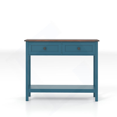 Farmhouse Style Console Table with 2 Drawer and Bottom Storage Shelf for Entryway