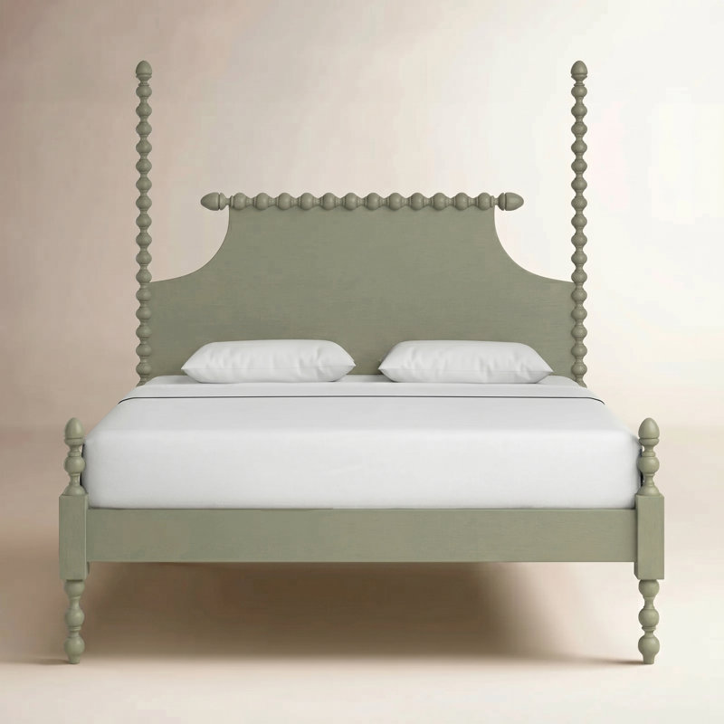 Mary Spindle Four Post Bed, King, Graystone