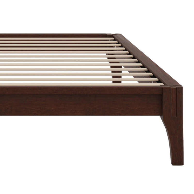 Wood Platform Bed Frame, With Slat Support, Chocolate