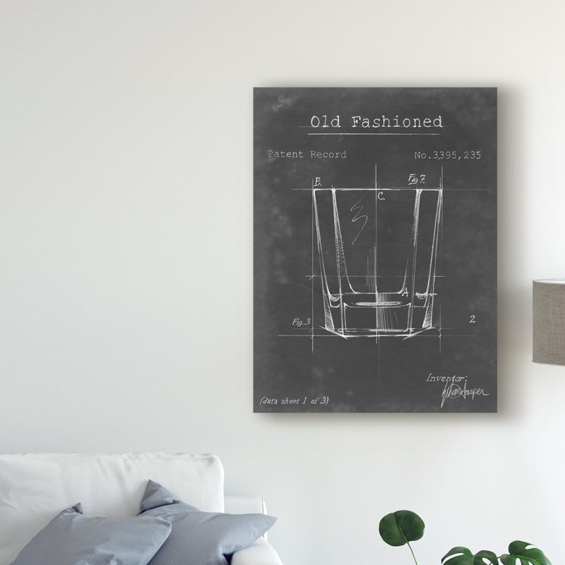 « articles bar blueprint i », reproduction de peinture à l’aquarelle sur toile tendue, H 19 po x l 14 po x P 2 po