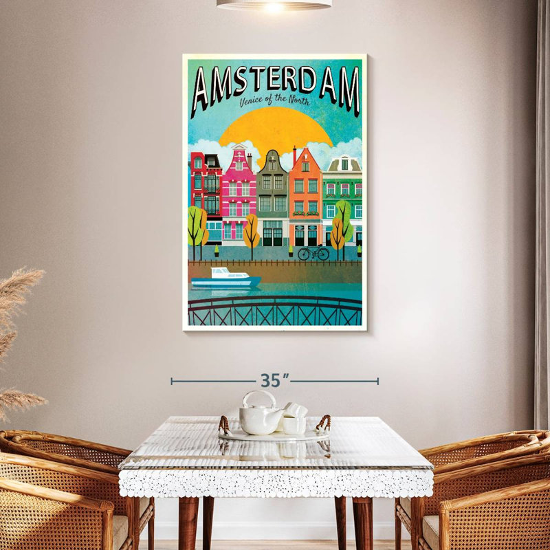 Affiche rétro de Amsterdam, H 48 po x l 32 po