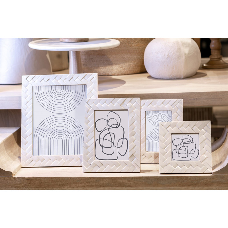 Zephyr Bone Embossed Picture Frame, White, 5" x 7"