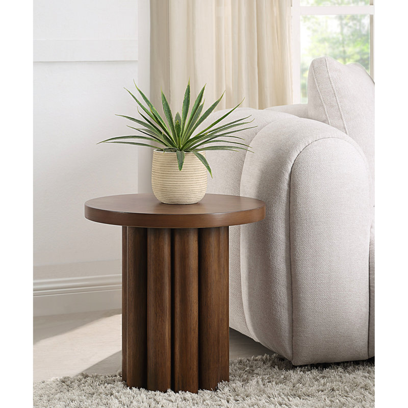 Table de bout tendance en placage de bouleau brun dans un style élégant pour une pièce élégante