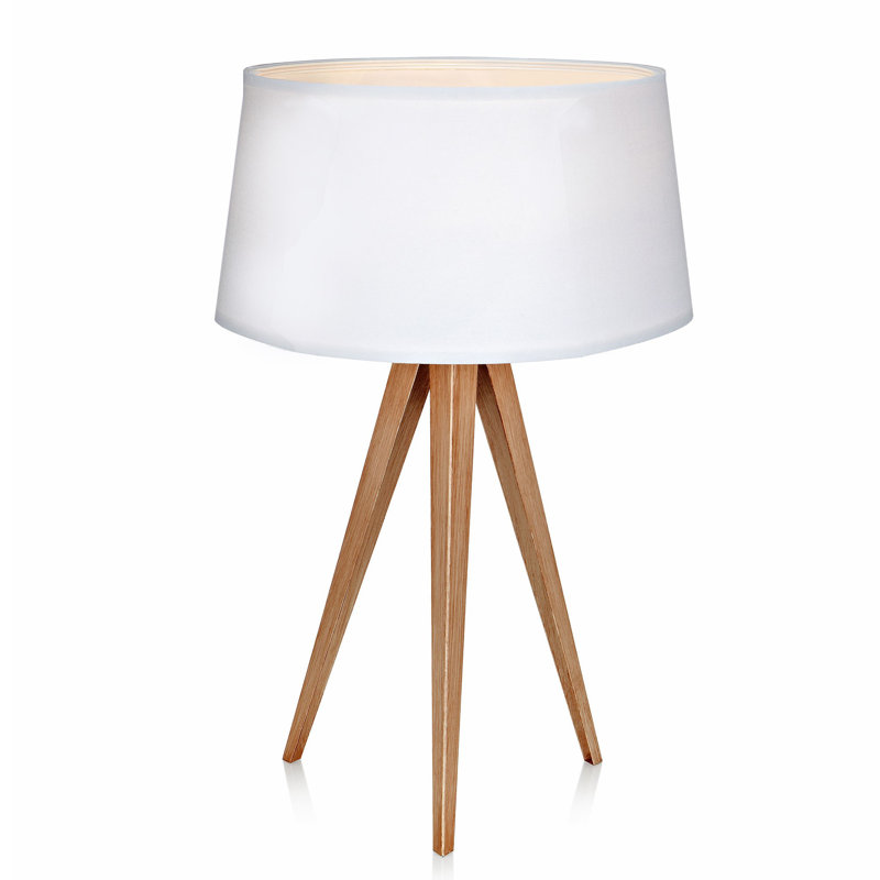 Perrie Metal Tripod Lamp, Wood, White