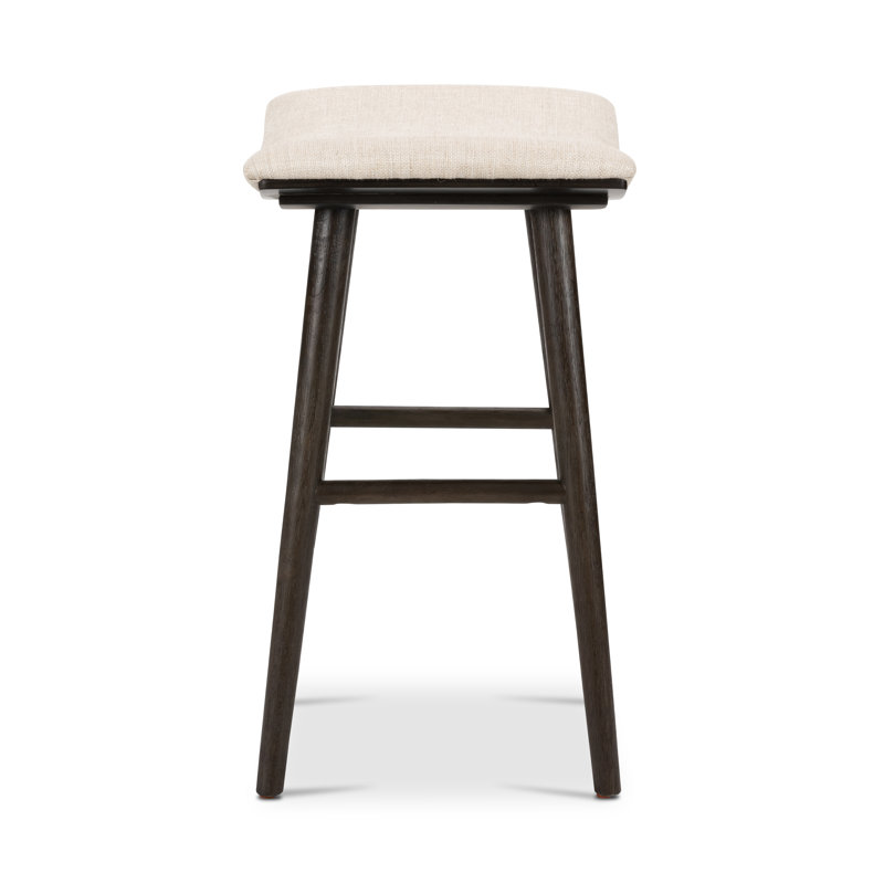 Union Wallis Belfast Solid Wood Stool, Counter Stool (26" Seat Height), Rayon/Viscose - Essence Natural/Black Parawood