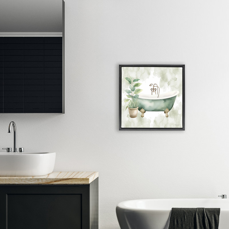 Oasis de bain avec cadre flottant pour plantes, design par Nicole DeCamp, H 18 po x l 18 po, Cadre flottant noir de jais