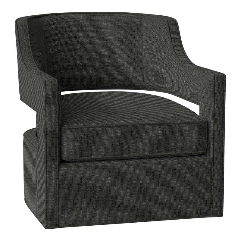 Phoebe Upholstered Swivel Armchair, Perigold Ishi Anthracite